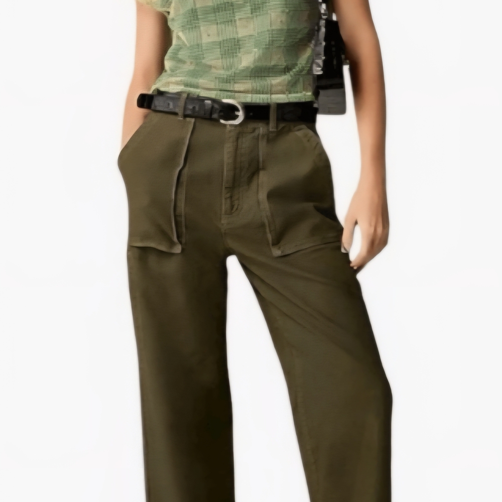 J. Crew Olive Sateen Wide Leg UTILITY Pants